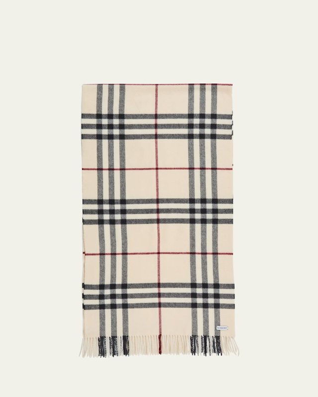 Washed Giant Check Cashmere Scarf